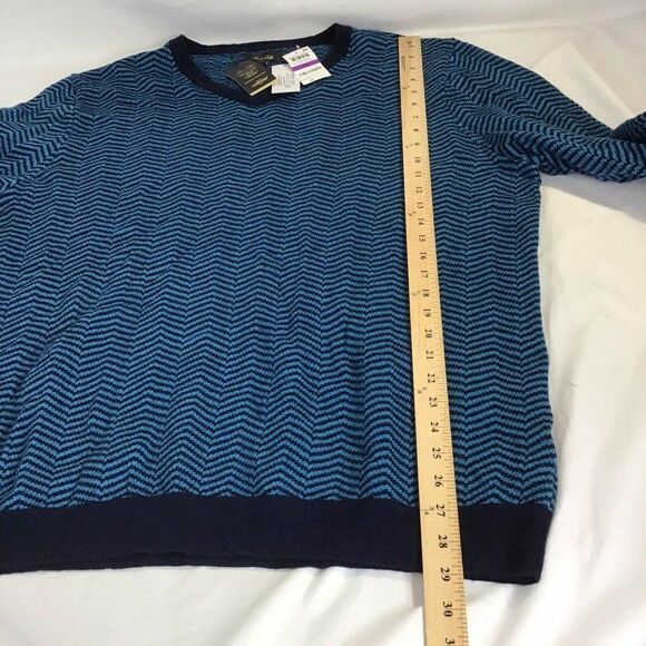 New Tasso Elba Pullover Sweater Merino Wool Blend Peacock Teal Blue Men's XXL - Picture 6 of 6